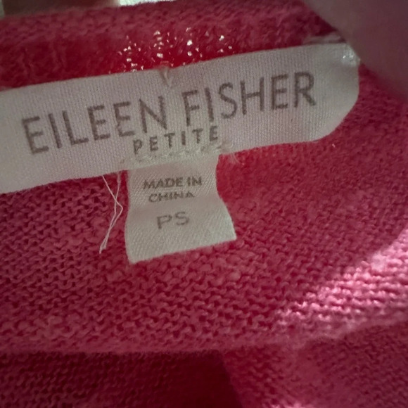 Eileen Fisher V-Neck Linen Cotton Blend Pink Button Down Cardigan Size Petite S - Picture 3 of 3
